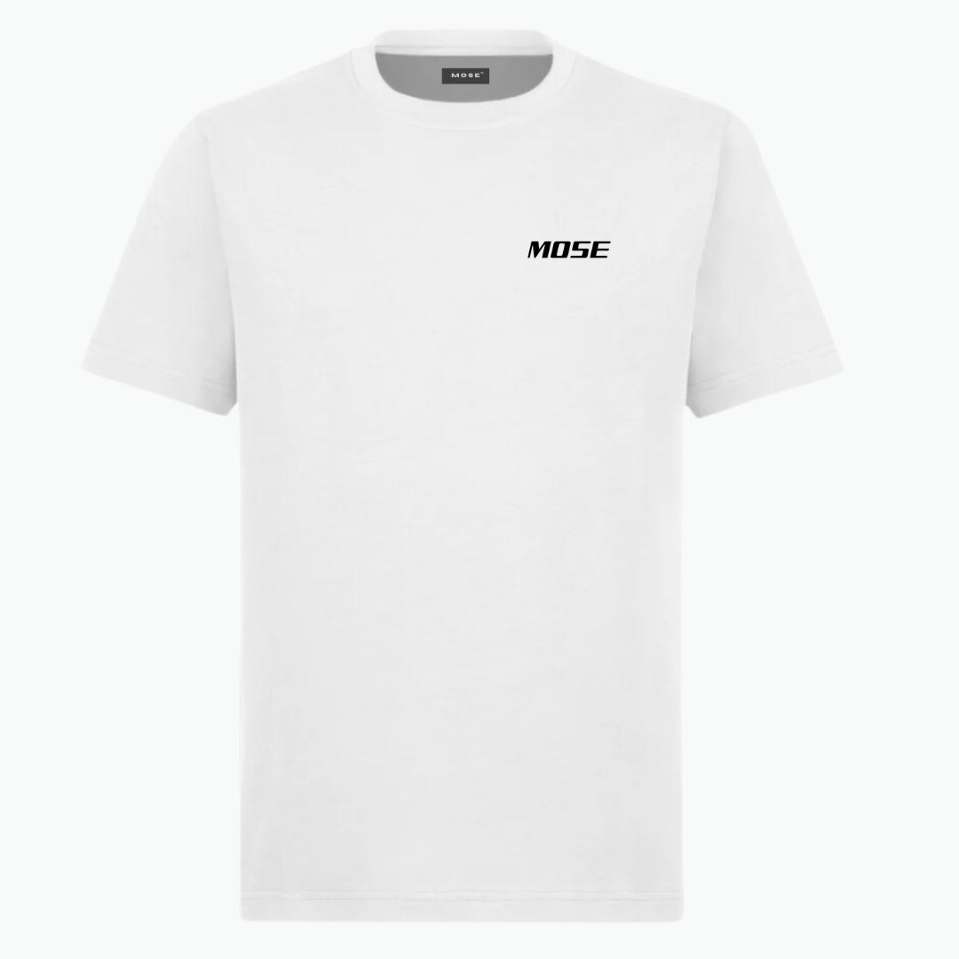 MOSE ESSENTIALS SEMI REGULAR TEE - WHITE & BLACK