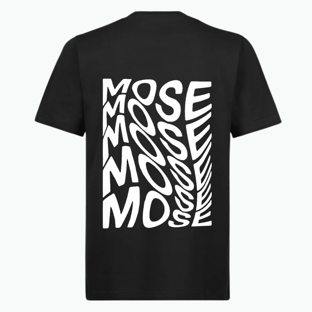 MOSE - WAVES SEMI REGULAR TEE - BLACK & WHITE