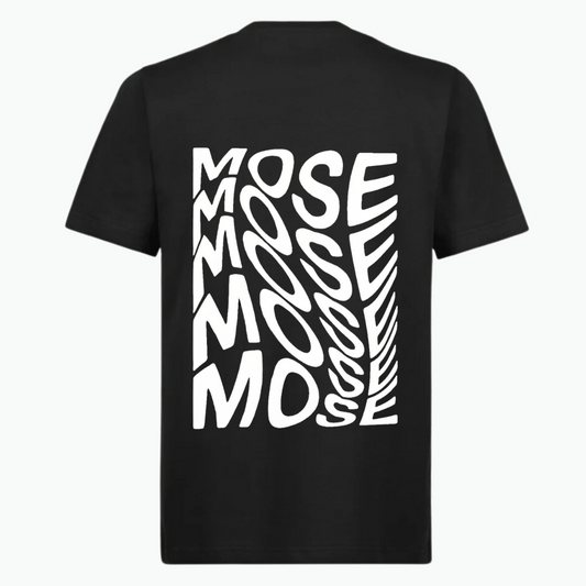 MOSE - WAVES SEMI REGULAR TEE - BLACK & WHITE