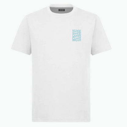 MOSE - WAVES SEMI REGULAR TEE - WHITE & PASTEL BLUE