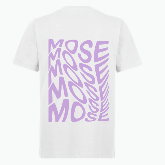 MOSE - WAVES SEMI REGULAR TEE - WHITE & PASTEL PURPLE